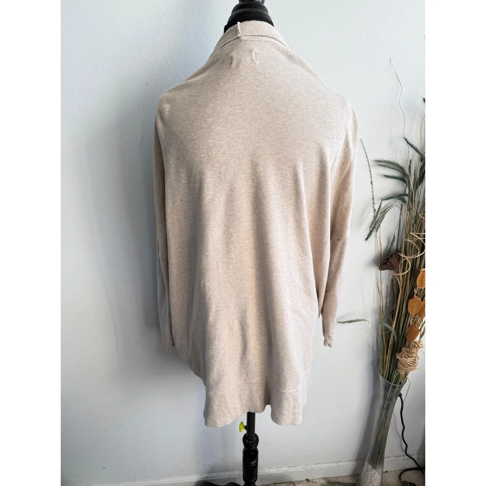 Pact Womens Organic Cotton Open Front Cardigan Oatmeal Heather XS S Shawl Collar